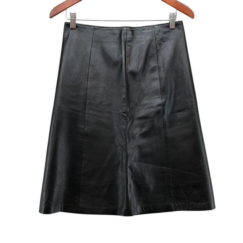 Vera Pelle Skirt Womens 44 IT Black Genuine Leather A-Line Knee Length Italy